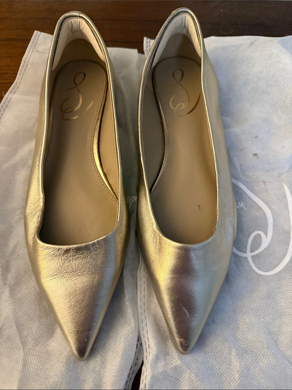 Sam Edelman Metallic Gold Pointed-Toe Women's Flats